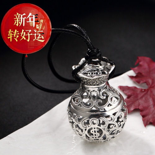 【好运】纯银s925大钱袋可打开吊