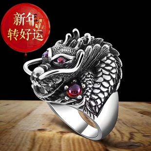 个性 复古泰银食指环霸气潮款 925银戒指男士 朋克嘻哈 新年转运