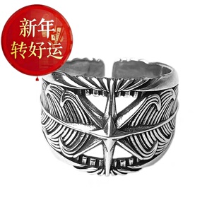 【新年转运】欧美六芒星盾牌戒指男士夸张开口指环潮牌可调节大小