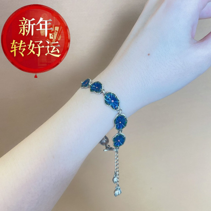 925纯银手链复古泰银九叶莲手链