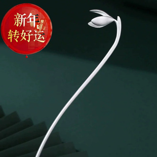 高級(jí)感中式 新年轉(zhuǎn)運(yùn) 2024新款 盤發(fā)釵子簪子女s925純銀素銀發(fā)簪