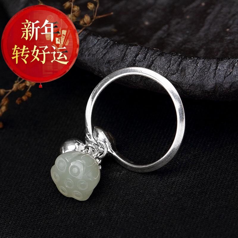 【新年转运】S925银玉石铃铛莲蓬女款复古风文艺简约小清新吊坠开