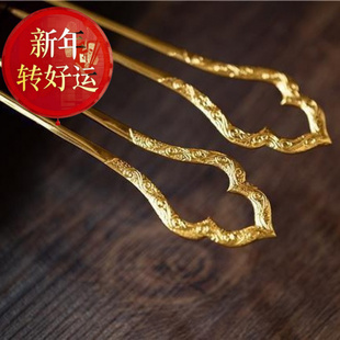 唐风双面錾花葫芦发钗复原汉服发饰福禄宝象镀金古风 新年转运