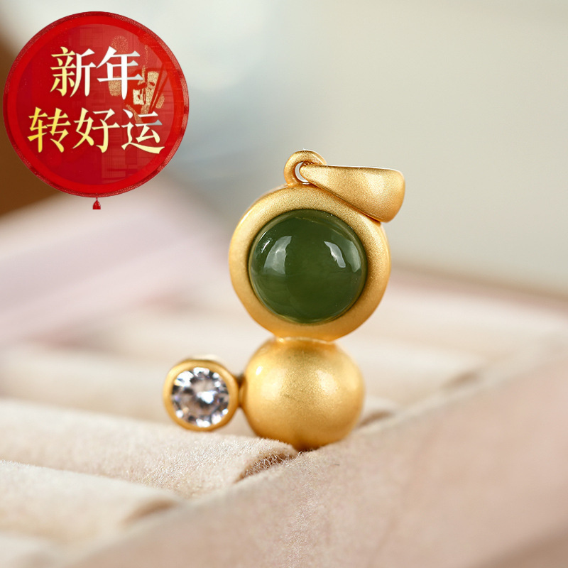 【好运】S925纯银圆牌青玉碧玉南