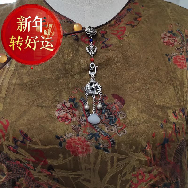 【好运】【鱼戏莲】原创高端s925纯银旗袍压襟挂件复古民族风汉服,饰品/流行首饰/时尚饰品新,胸针,淘宝优惠券,粉丝福利购,淘宝优惠卷