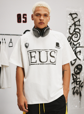 EU/EUSOUEU 2025SS白色Blockcore拼接撞色短袖百搭运动基础服T恤