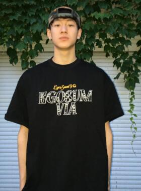 EU/EUSOUEU 2025SS珍珠花体字夏季装情侣款短袖美式宽松上衣T恤