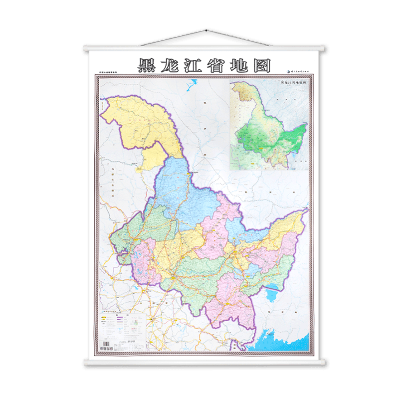 2025新版 黑龙江省地图挂图全新 1*1.4米 家用办公室书房地图 行政/交通/旅游/河流/机场 详情到村镇中心