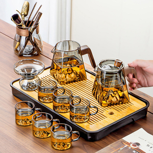 2025新款远山玻璃茶具套组轻奢高端家用全套铅灰泡茶器功夫茶壶杯
