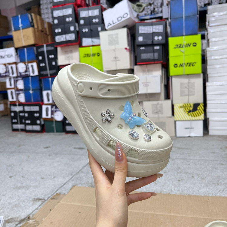 休闲沙滩鞋洞洞鞋圆头厚底拖鞋