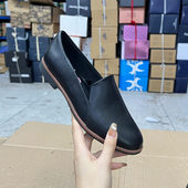 新款 圆头纯色时尚 简约百搭平底单鞋 外贸原单女鞋 一脚蹬乐福鞋