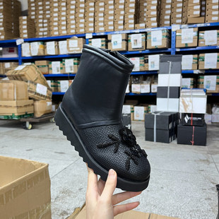 侧拉链舒适百搭 新款 Lady Shoes外贸原单圆头花朵厚底短靴简约时尚