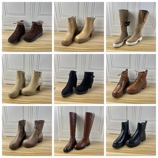 外贸原单独码 37码 女靴尖头纯色细跟侧拉链短靴长靴 Shoes杂款 Lady