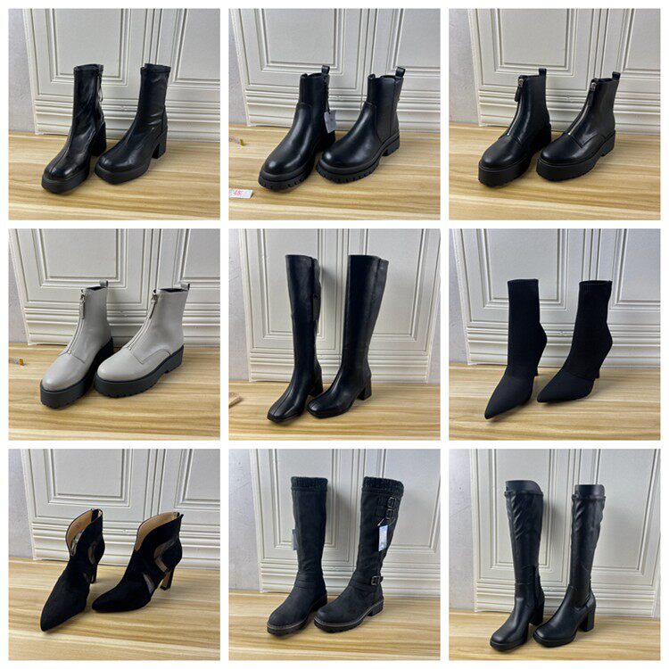 Lady Shoes杂款37码外贸原单独码女靴圆头纯色粗跟侧拉链短靴长靴,女鞋,时装靴,淘宝优惠券,粉丝福利购,淘宝优惠卷