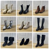 Shoes杂款 35码 外贸原单女靴独码 Lady 圆头纯色粗高跟时装 短靴长靴