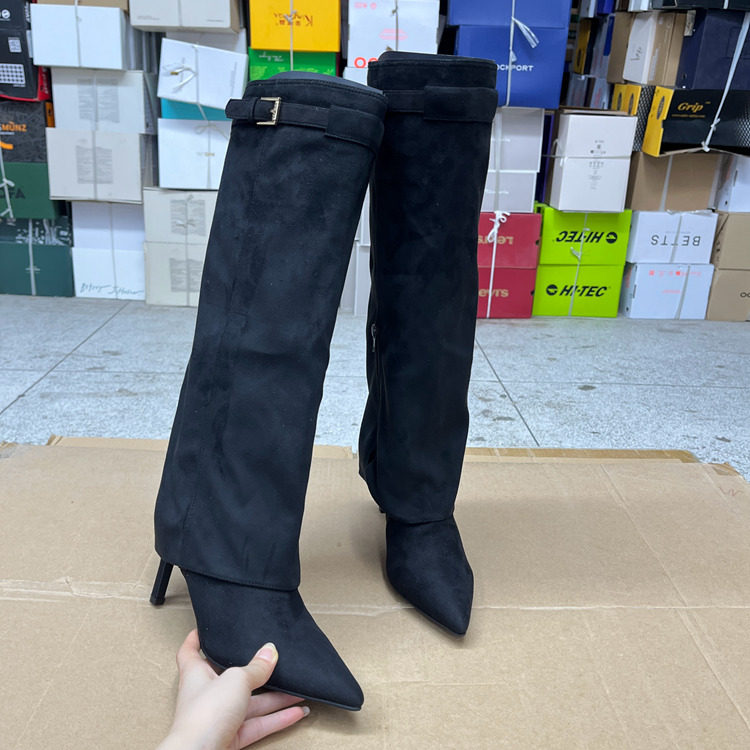 通勤细高跟皮带扣时装长靴裤靴