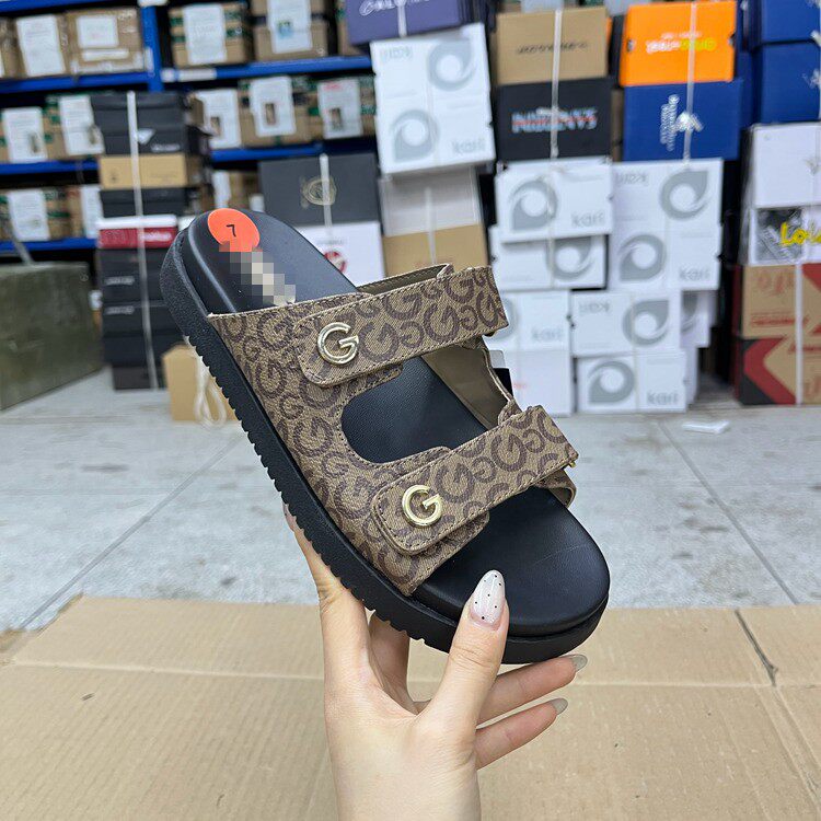 Lady Shoes外贸原单女鞋新款时尚百搭圆头魔术贴平底拖鞋博肯凉鞋