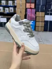 Original Foreign Trade Women's Shoes, New Style, Genuine Leather, Round Toe, Lace-Up, Fashionable, Versatile, Thick-Soled, Comfortable, Stylish, Casual Sports Women's Shoes