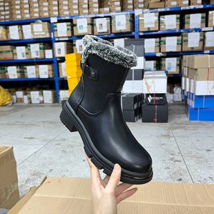 圆头纯色厚底毛毛时装 外贸原单女靴内里加绒时尚 短靴 Shoes Lady