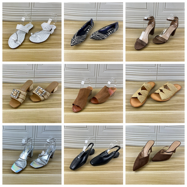 外贸原单42码杂款粗跟凉鞋时尚新款孤品捡漏圆头浅口单鞋微瑕真皮
