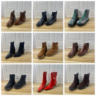 外贸原单独码 Lady 39码 38.5 女靴圆头粗跟侧拉链短靴 Shoes杂款