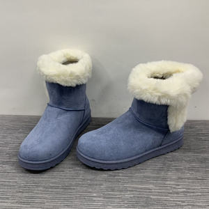 外贸女鞋短筒加绒平底保暖冬季百搭雪地靴套筒棉靴中筒加厚