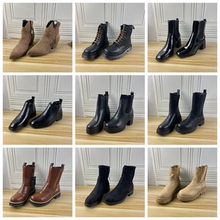 女靴清仓特惠时尚 独码 圆头纯色套筒粗跟短靴长靴 41码 外贸原单杂款