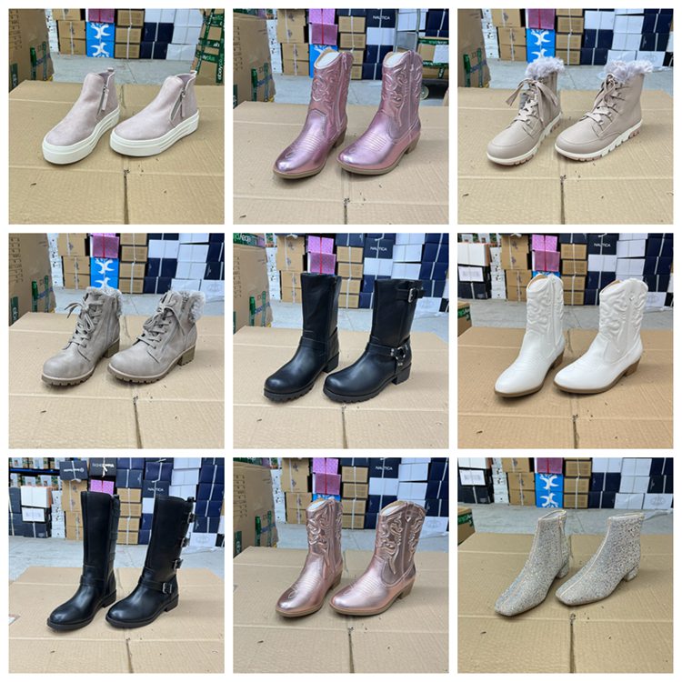 圆头亮钻时尚粗跟单靴短靴系带鞋