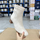 方头纯色粗跟侧拉链时装 时尚 瘦瘦短靴 Shoes外贸原单女靴新款 Lady