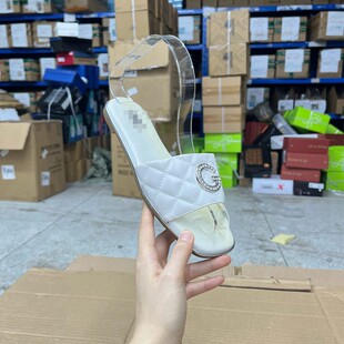 拖鞋 方头平底G字标带钻百搭休闲凉鞋 微瑕特惠时尚 外贸原单女鞋