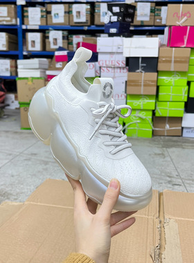 外贸原单女鞋shoes厚底针织面透气系带老爹鞋果冻底休闲运动鞋