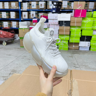 外贸原单女鞋shoes厚底针织面透气系带老爹鞋果冻底休闲运动鞋