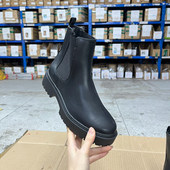 Lady 短靴 圆头纯色厚底粗跟套筒时装 Shoes外贸原单女靴新款 时尚