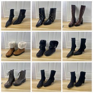 外贸原单独码 Lady 39码 38.5 女靴尖头细跟侧拉链短靴 Shoes杂款