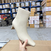 Lady 短靴 气质小方头扁跟侧拉链时装 Shoes外贸原单女靴新款 时尚