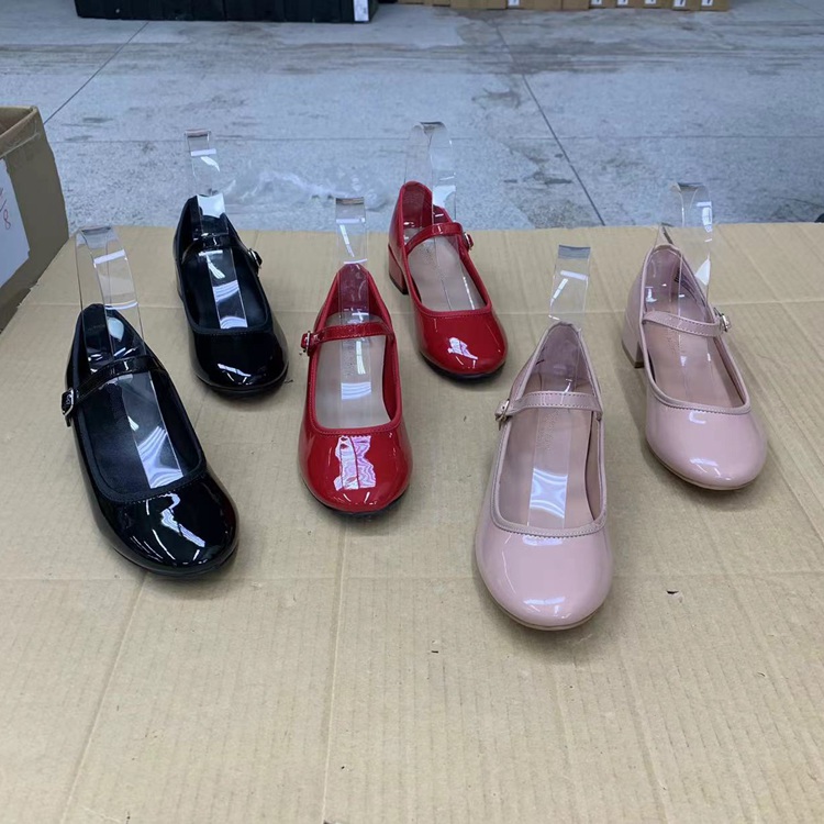 外贸原单粗跟单鞋秋夏新款女简约时尚舒适皮鞋仙女圆头增高百搭