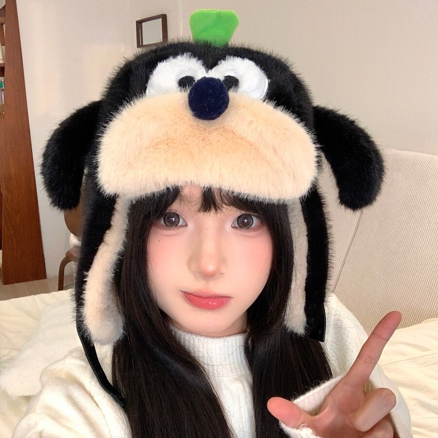 新款高飞雷锋帽一帽两戴布鲁托黑白可爱小狗毛绒保暖护耳帽子学生,服饰配件/皮带/帽子/围巾,帽子,淘宝优惠券,粉丝福利购,淘宝优惠卷