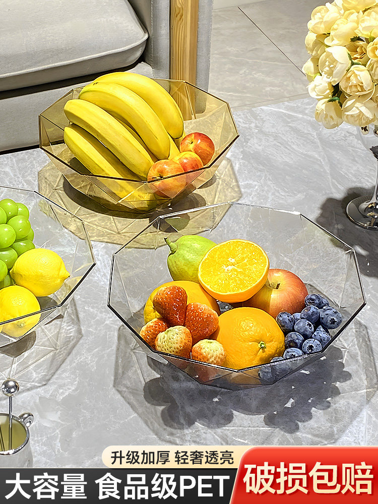 Fruit Bowl Living Room Home Coffee Table Fruit Plate 2023 New Light Luxury High-end Snack Premium Crystal Fruit Pot Candy Plate