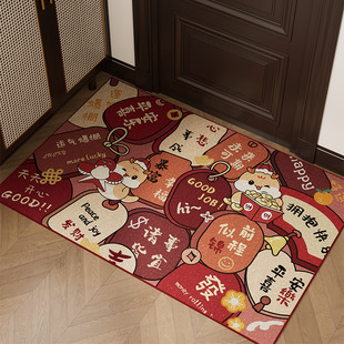 入户门地垫进门脚垫出入平安门口地毯红色门垫马年乔迁新年新地垫