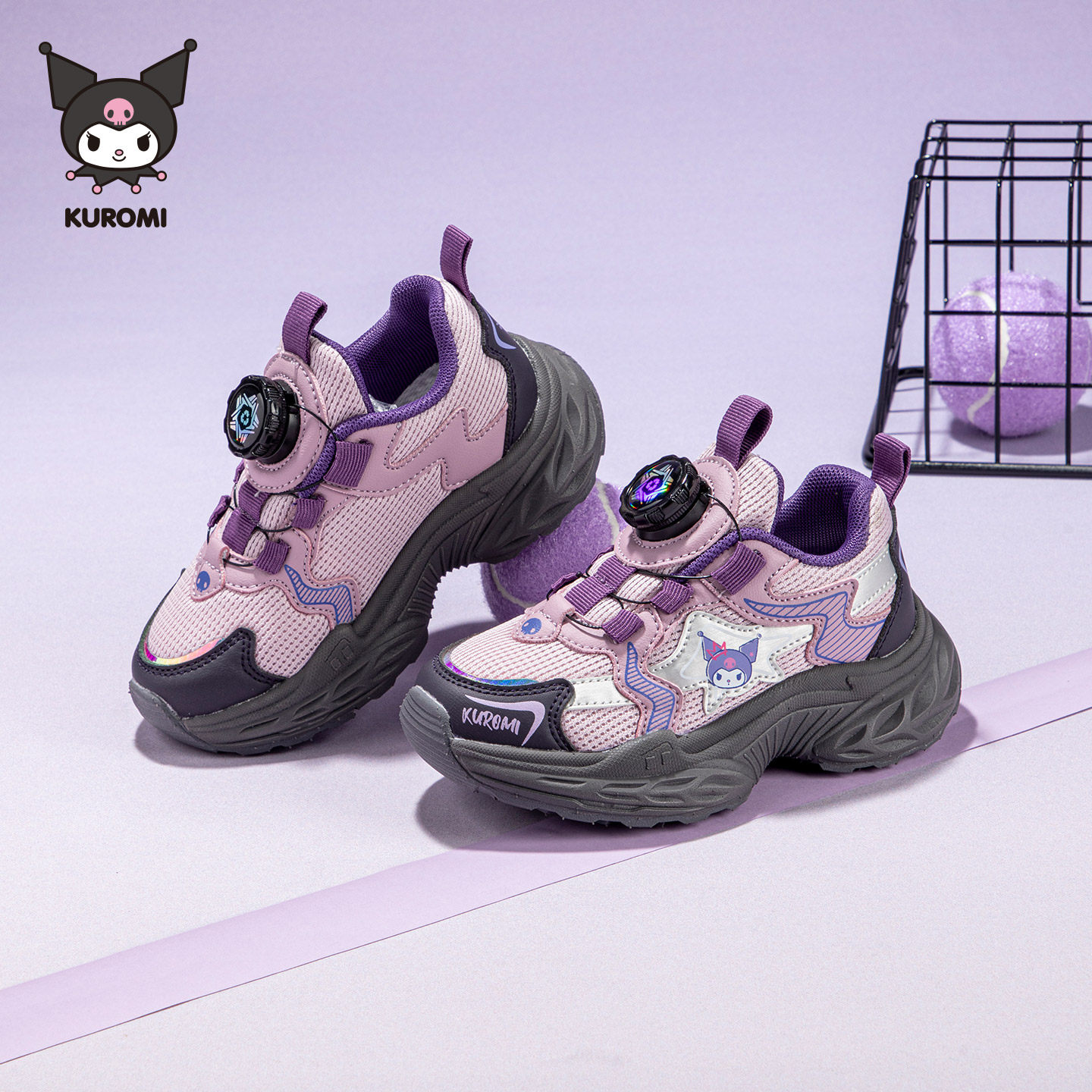 hellokitty库洛米女童老爹鞋2025秋款小学生运动鞋女童旋转扣鞋