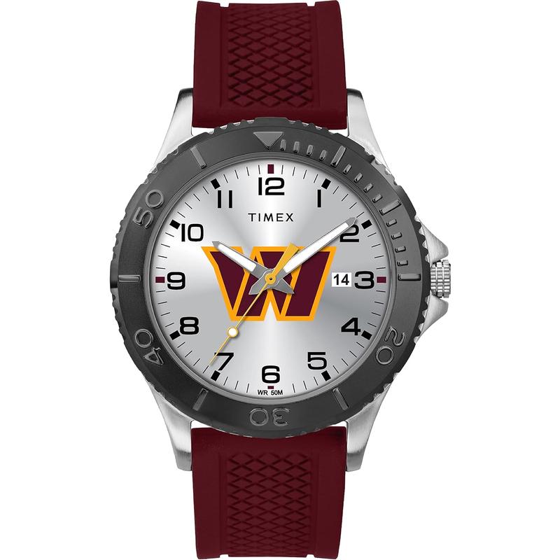 Timex/天美时男士运动腕表红带银面抗磁设计防水表盘西雅图海鹰队