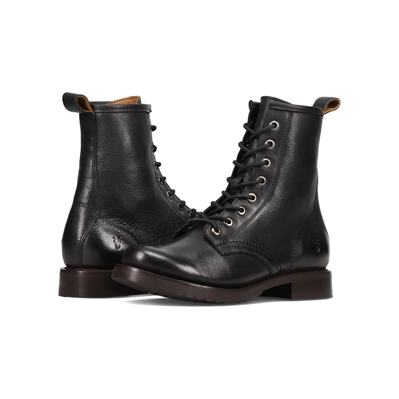 代购FRYE女士马丁靴舒适透气减震耐用圆头系带拉环堆叠跟