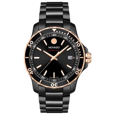 代购Movado摩凡陀男士腕表日期夜光计时防刮钢带黑色防水精钢