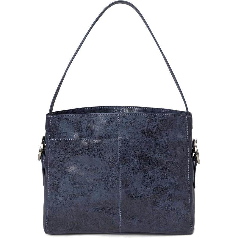 代购Hobo女士单肩包大容量多口袋设计内置拉链袋外置滑袋深蓝色