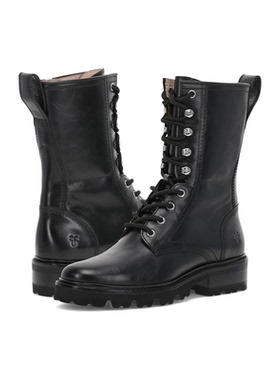 代购FRYE女士马丁靴耐磨轻便防滑透气圆头系带设计侧拉链