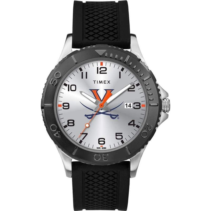 Timex/天美时男士运动腕表黑硅胶表带银色表盘 弗吉尼亚野猫队