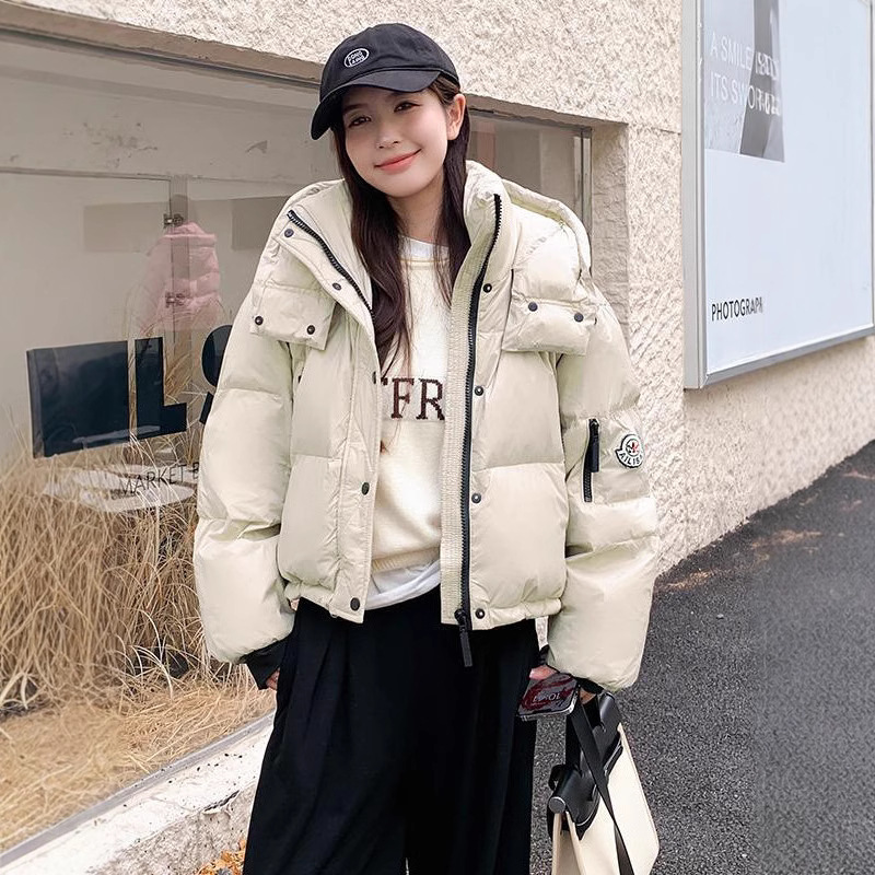 正品撤柜羽绒服女时尚短款小个子亮面免洗白鸭绒洋气保暖女神外套