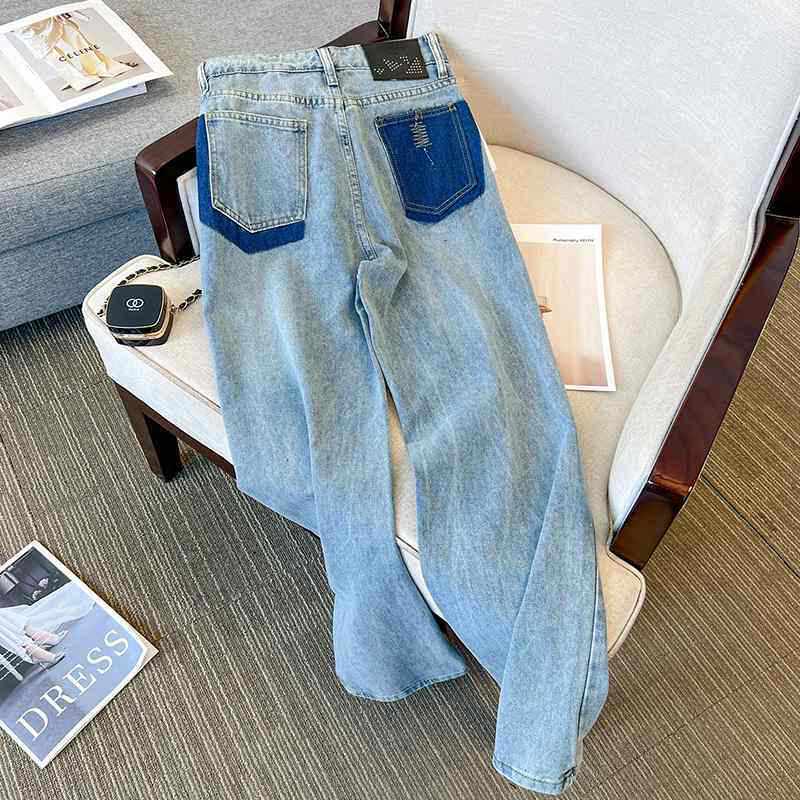 高腰阔腿牛仔裤女春秋韩版2023窄版直筒宽松新款显瘦垂感拖地裤子