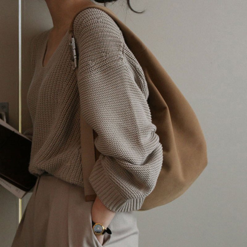 韩国ATC网红同款麂皮绒面插锁手提包ins个性皮囊异形大容量单肩包