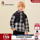 大童工装 秋冬新款 风儿童格纹衬衣保暖上衣 男童夹棉衬衫 暇步士童装